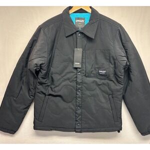 Oakley Button Front Quilted Sherpa Jacket Men's Blackout Lined Regular Fit NWT